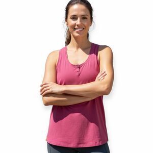 LOLË Women’s Pink Organic Cotton Henley Tank Top Size Large
